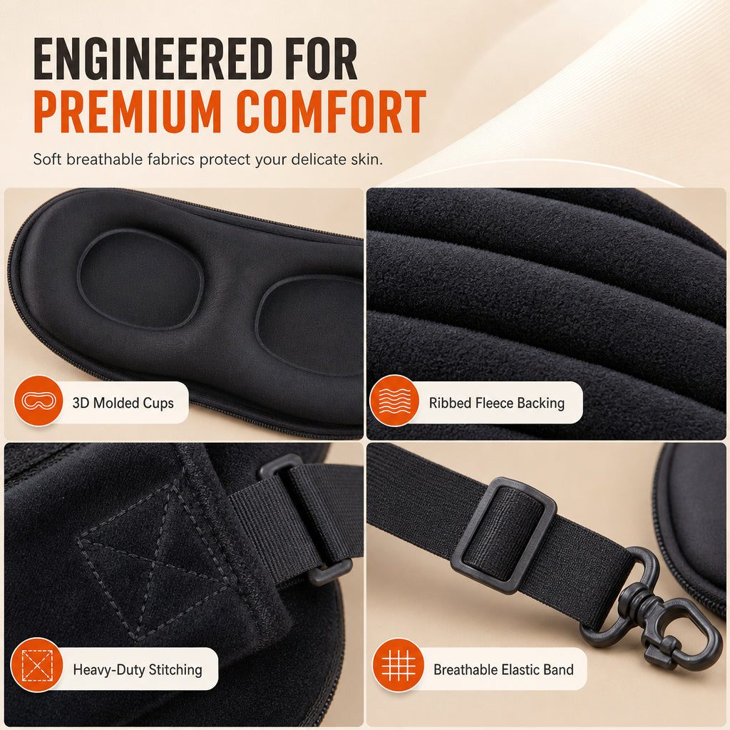 Integrated Memory Foam Travel Pillow and 3D Blackout Sleep Eye Mask Set for Travel Neck Support