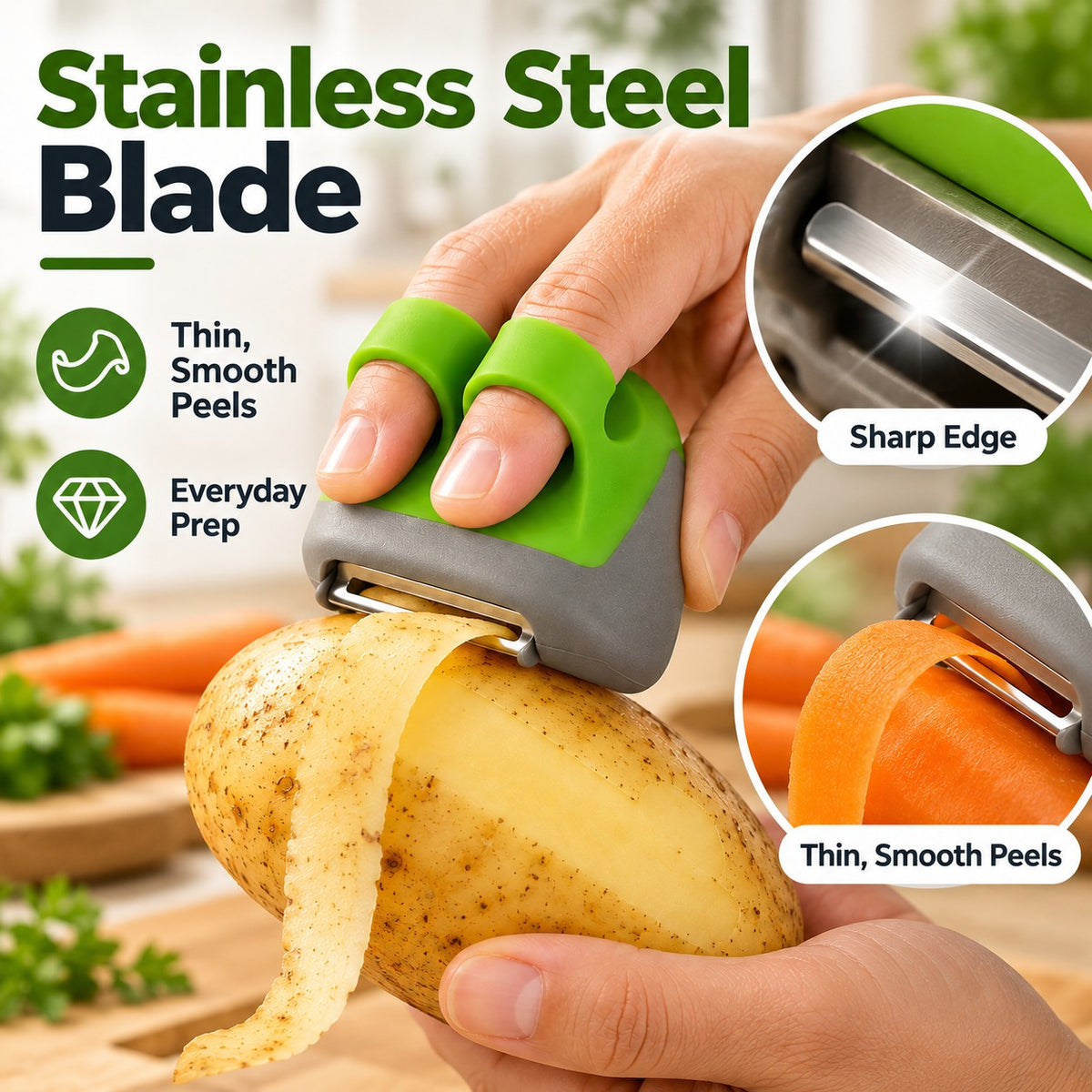 3Pcs Finger Peeler Set – Sharp Blade Vegetable & Fruit Peeler for Quick and Precise Peeling, Random Color