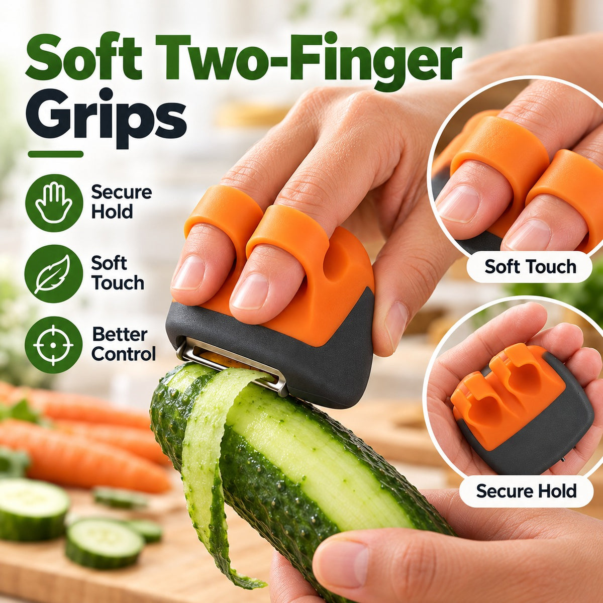 3Pcs Finger Peeler Set – Sharp Blade Vegetable & Fruit Peeler for Quick and Precise Peeling, Random Color