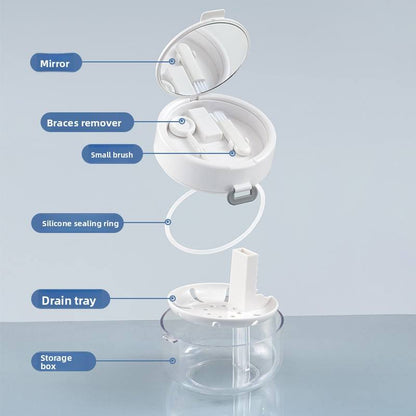 All-in-One Retainer Storage Case — Soaking Compartment, Built-in Mirror & Cleaning Tools