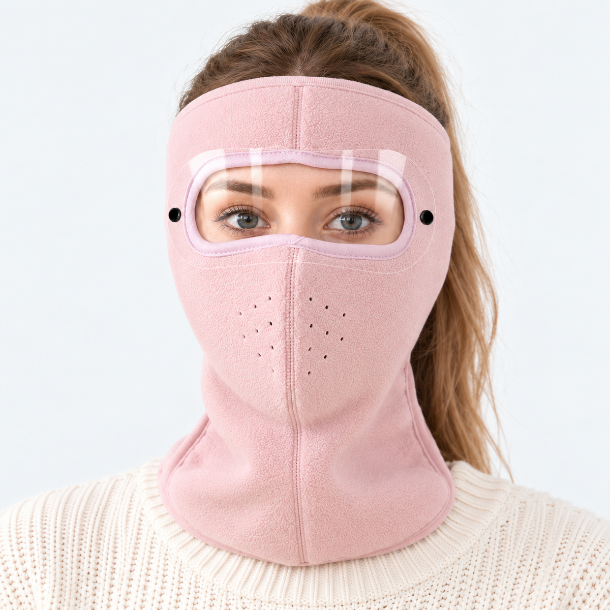 Buy 1 Get 1 Free ！Winter Fleece Face Mask with Clear Detachable Visor – Windproof Balaclava for Cycling & Motorcycle Riding