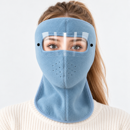 Buy 1 Get 1 Free ！Winter Fleece Face Mask with Clear Detachable Visor – Windproof Balaclava for Cycling & Motorcycle Riding