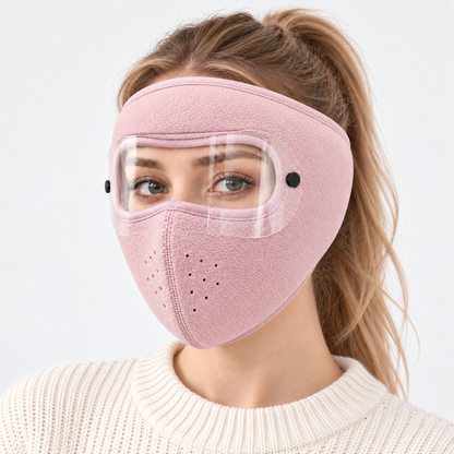 Buy 1 Get 1 Free ！Winter Fleece Face Mask with Clear Detachable Visor – Windproof Balaclava for Cycling & Motorcycle Riding