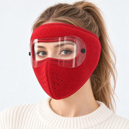 Buy 1 Get 1 Free ！Winter Fleece Face Mask with Clear Detachable Visor – Windproof Balaclava for Cycling & Motorcycle Riding