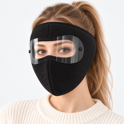 Buy 1 Get 1 Free ！Winter Fleece Face Mask with Clear Detachable Visor – Windproof Balaclava for Cycling & Motorcycle Riding