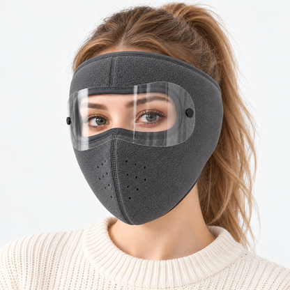 Buy 1 Get 1 Free ！Winter Fleece Face Mask with Clear Detachable Visor – Windproof Balaclava for Cycling & Motorcycle Riding